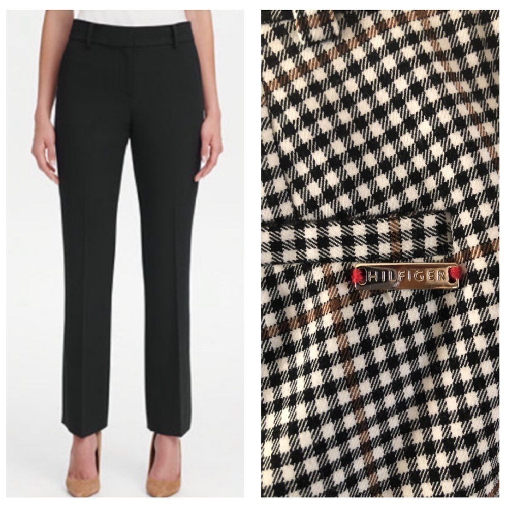 𝅺Tommy Hilfiger Micro Plaid Checkered Size 6 Dress Career Trousers Slacks Pants